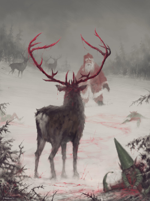 ex0skeletal-undead: Dark Christmas Illustrations by Jakub Rozalski This artist on Instagram // Tumbl