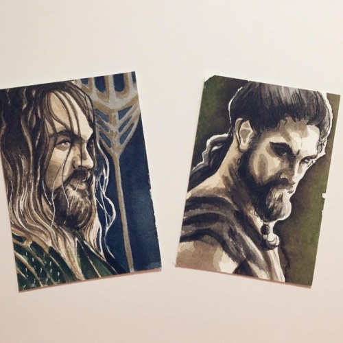 building a momoa shrine. {cc: @prideofgypsies} #art #watercolor #jasonmomoa #justicleague #aquaman 