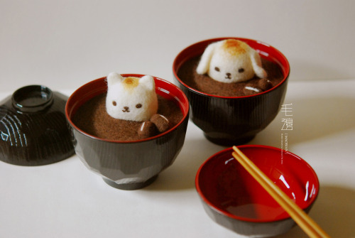 Do you want some Japanese Dessert? ▋Rice Cake with Red Bean Soup－kitten－puppy approximately 11 x 11 