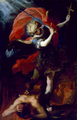 nigra-lux: COELLO, Claudio (1642–1693)  Saint Michael the Archangel1660sOil on canvas, 180.3 mm x 114.3 mm	Museum of Fine Arts, HoustonEd. Orig. 