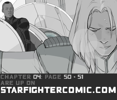 Double update! Start here!My sincere thanks to everyone who stopped by the conventions! Updates will now resume!  The Starfighter shop: prints, books, and other goodies!  ✧ Starfighter: Eclipse ✧   A visual novel game based on Starfighter is now
