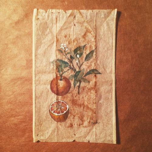 363 days of tea. Day 224. #recycled #teabag #art #rutaceae #botanical #commisionedart