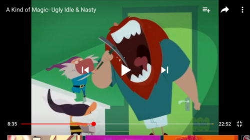Another French cartoon called A Kind of Magic. In some episodes, the father ogre, Gregore is wearing a t-shirt and light blue boxers as his nightwear. This episode is Ugly, Idle, and Nasty.