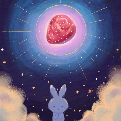 Strawberry Moon ✨ Drew this surprisingly fast to mark the date Shop | Prints | Tip