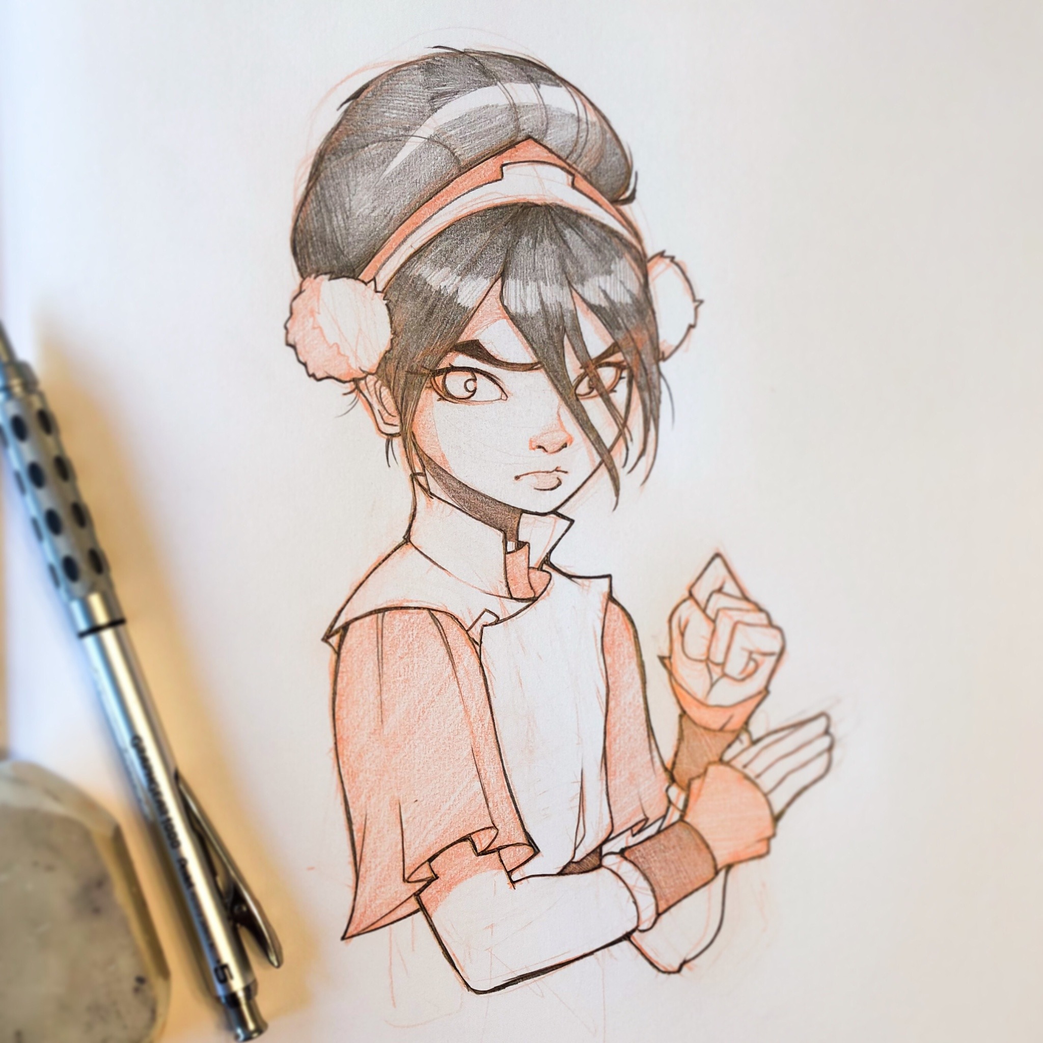 chrissiezullo:Been rewatching Avatar with @chrisuminga (he’s never seen it) and I forgot how much I love Toph. Quick little sketch of the Blind Bandit ❤️. 