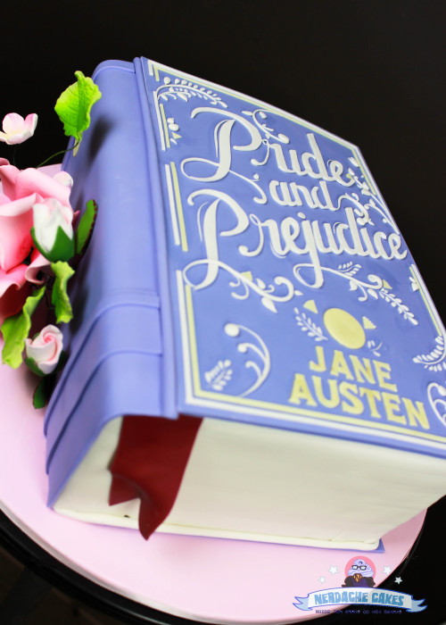 nerdachecakes:I made this pretty Pride and Prejudice Book cake for a guy to surprise his girlfriend 