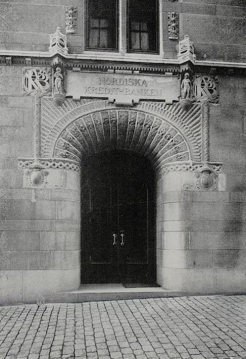 Ferdinand Boberg (1860-1946)Portals in Stockholm, 1906-Nordiska Kredit-Banken-Rosenbad House