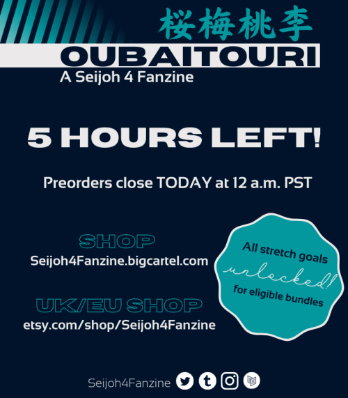 Just about 5 hours left before preorders close! Our shops will close tonight, Friday at 12 a.m. PST.