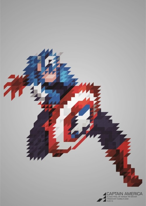 herochan:  Captain America In Sliced Pixel Art Created by Nanda Tri Mahar || Tumblr 