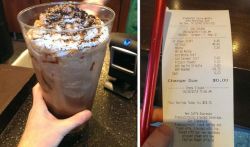 thatoneoncer:  angelclark:  A guy named Andrew had a Starbucks Gold card (which gets you a free drink of your choice after you buy 12) and a single goal: to beat the previous world record for the most expensive Starbucks drink ever. As anyone who has