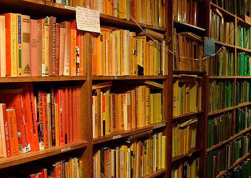  Chris Cobb, an artist based in San Francisco, has created an amazing installation in bookshop called Adobe Books- he catalogued every single one of the 20,000 books by color. The project is titled There is Nothing Wrong in This Whole Wide World. They