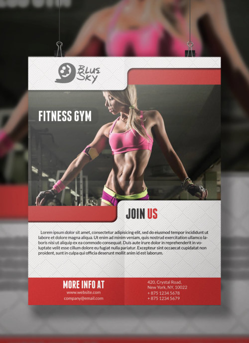 A fitness gym flyer template. This layout is suitable for any project purpose. Very easy to use and 