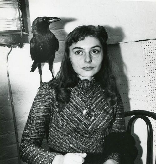 thinkingimages:Weegee - Woman With a Crow on Her Shoulder, the Limelight Cafe, Greenwich Village, Ne