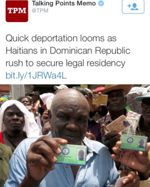 winterayars:  krxs10:IN CASE YOU HAVENT HEARD YET!!!!! MUST READ !!!!!!Dominican Republic to be ‘Socially Cleaned’ of all Hatians/Dark Skinned Dominicans in two daysIn two days about a quarter of a million people will be made stateless. They will