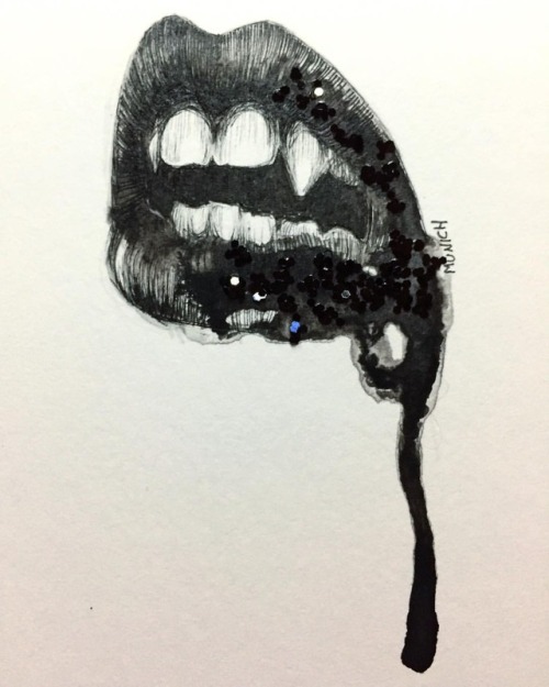 muniuchartstudio:#inktober day 8: I call this lipstick shade, Midnight Cravings ~ #ink #pen #pencil 