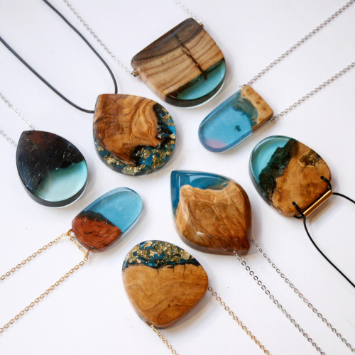 sosuperawesome:  Wood and resin -including glow in the dark- jewelry by BoldB on Etsy 