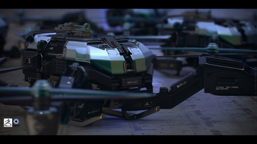 ArtStation - Drone in hangar, by cki vang.More robots here.