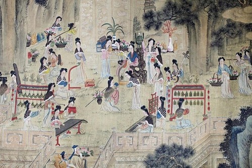 Chinese silk scroll painting, attributed to Fei Danxu (1801-1850)