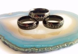 twistedskrews:REBLOG, FOLLOW US, WIN!  We think our followers deserve to be spoiled…so we are giving away NOT ONE, NOT TWO, BUT 3 FREE black stainless steel custom engraved rings.  THREE lucky winners will be chosen from this thread.  Each winner