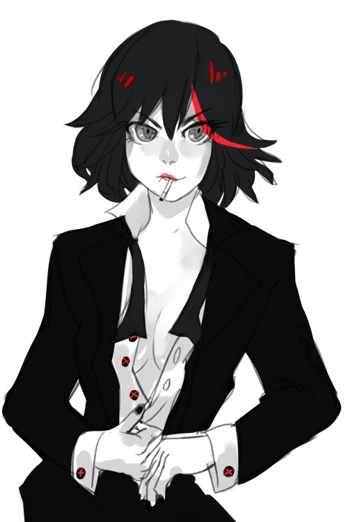 dragonaer123:  @pure-red-wine requested Ryuko in a black suit  ( ͡° ͜ʖ ͡°)