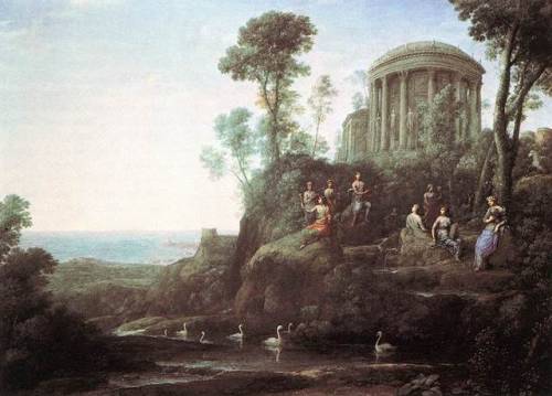 artist-lorrain: Apollo and the Muses on Mount Helicon via Claude LorrainSize: 99.7x136.5 cmMedium: o