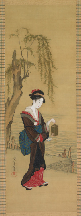 cma-japanese-art: Beauty with Fireflies, Kubo Shunman, early 1800s, Cleveland Museum of Art: Japanes