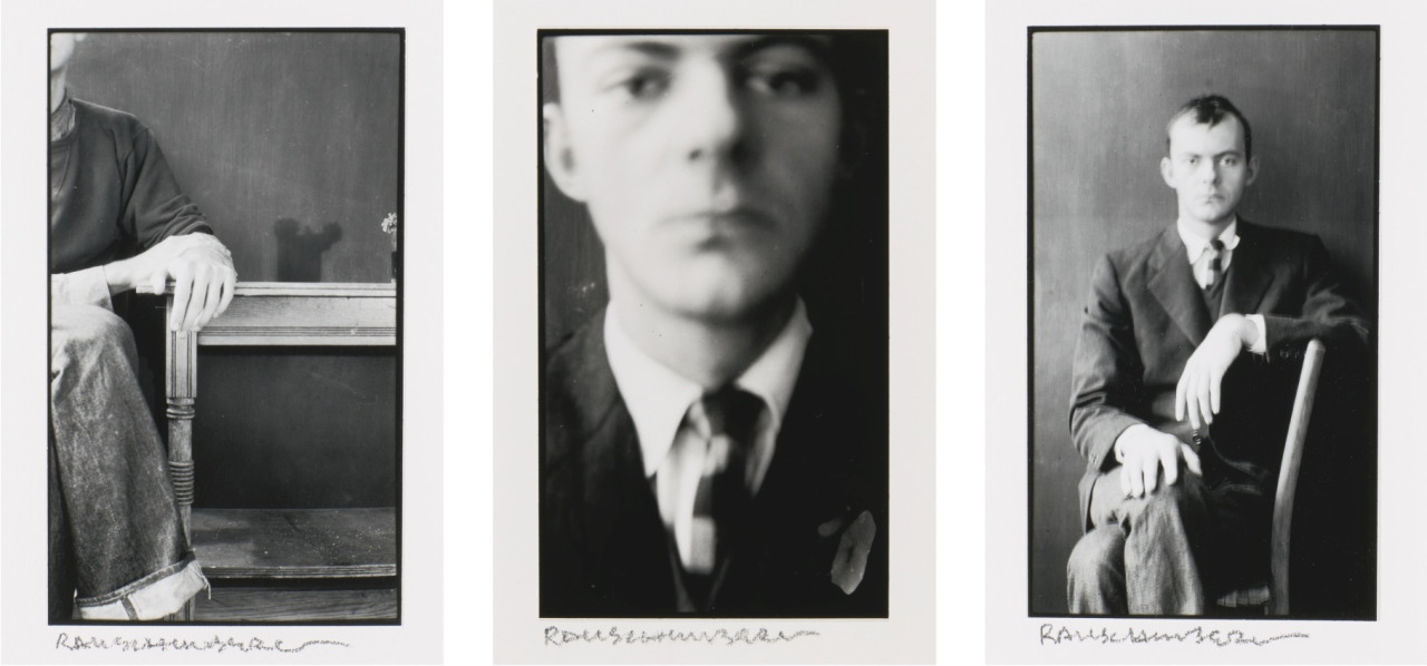 loverofbeauty:  Robert Rauschenberg:  Three Portraits of Cy Twombly  (1952) 