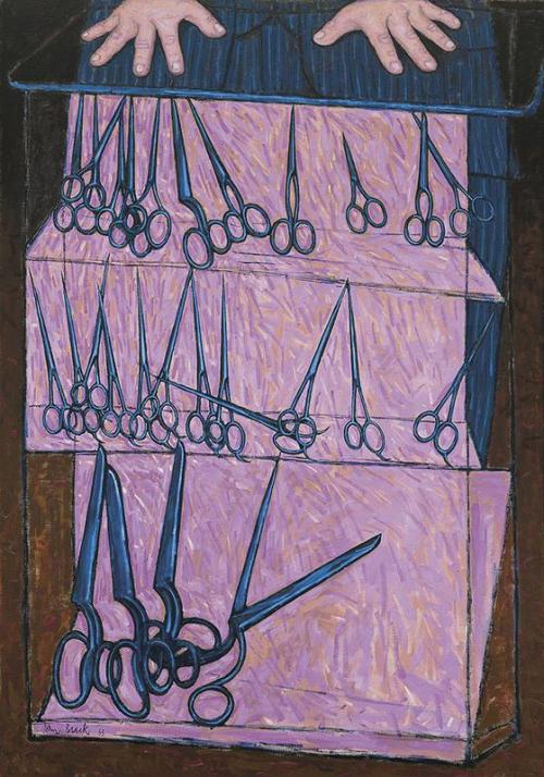 youcannottakeitwithyou:John Brack (Australian, 1920-1999)The Scissors Shop, 1963