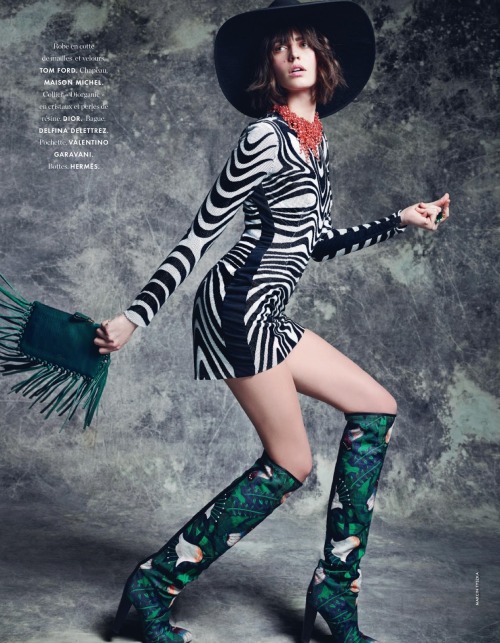 Marta Dyks in Hermès Knee High Boots. Elle France, 04.2014.Source: Booted Up