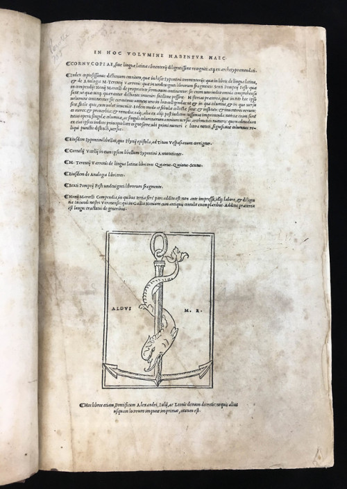 Today we have two works printed at the Aldine Press. Founded by Aldus Manutius in 1495, it was among