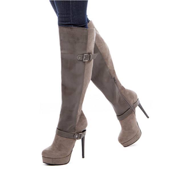 ideservenewshoesblog:  Charming Assorted Color Buckle Knee High Boots - Gray - Shoespie