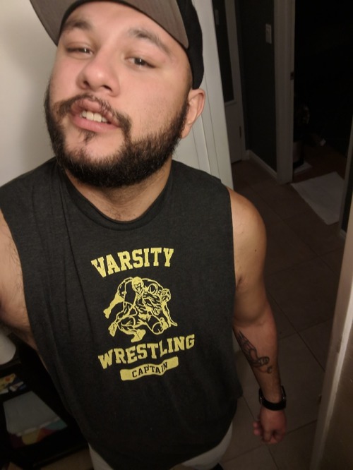 bearcubotterthingy:  Yesterday was underwear day at eagle 562, so I figured why not wear my singlet and my varsity wrestling captain tank top. I felt rather cute. But was really drunk when I took these photos