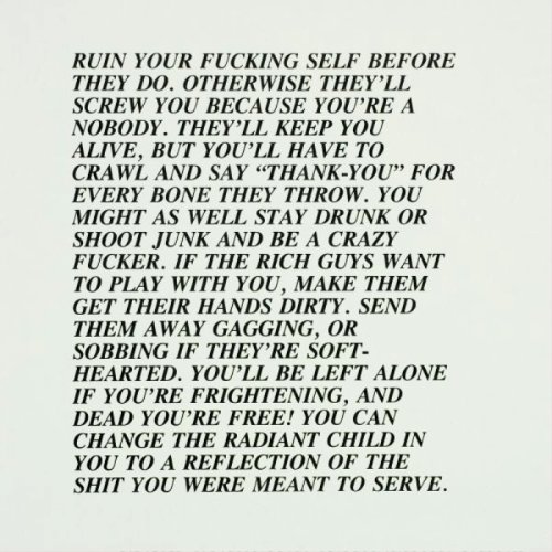 minaturegolftheory:  Inflammatory Essays by Jenny Holzer, 1979-82 I first happened upon Jenny Holzer’s Inflammatory Essays on a street in the Lower east Side, where they belonged, wheat pasted on the plywood covering over a construction site, not