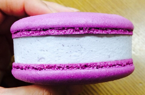 파리바게트 Paris Baguette (Korean bakery chain) macaron ice cream in cookie and blueberry flavors!