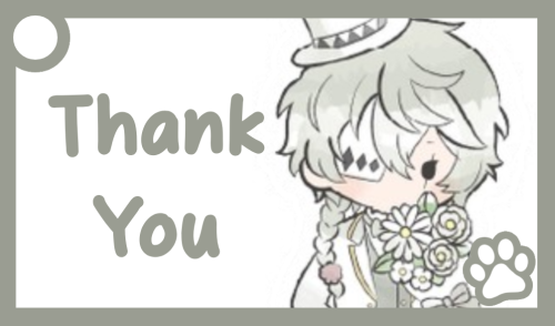 A blue communication card of Dazai. The text reads: 'Thank you'