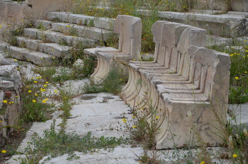 antinousresurrected:last-of-the-romans:Theatre of Dionysus in Athens. 4th century BC. Seats wit