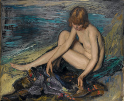 master-painters:  Philip Wilson Steer -Nude woman seated with a Japanese gown 