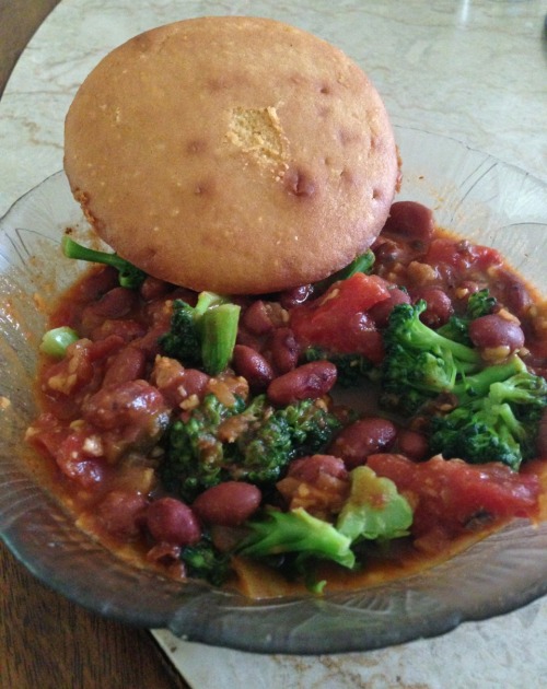 Homemade chili and corn bread:)