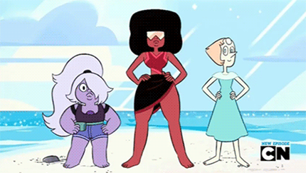 themaskedman:  ★Steven Universe - Beach Party ★  “WE ARE THE CRYSTAL GEMS GARNET. AMETHYST. PEARL…. and Steven.”  