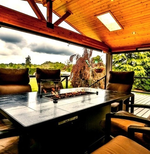 Roof Extensions In Seattle Large Modern Backyard Outdoor Kitchen Deck Idea With An Addition To The Roof