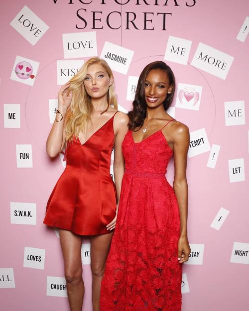 vicsecret-angels: Elsa Hosk &amp; Jasmine Tookes celebrates Valentine’s Day at Victoria&rs