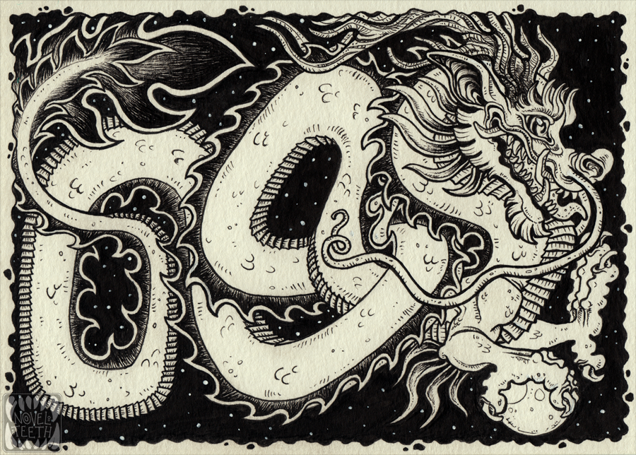 novelteeth: Inktober 2017 Day 5: Long Dragon Original for sale here! 