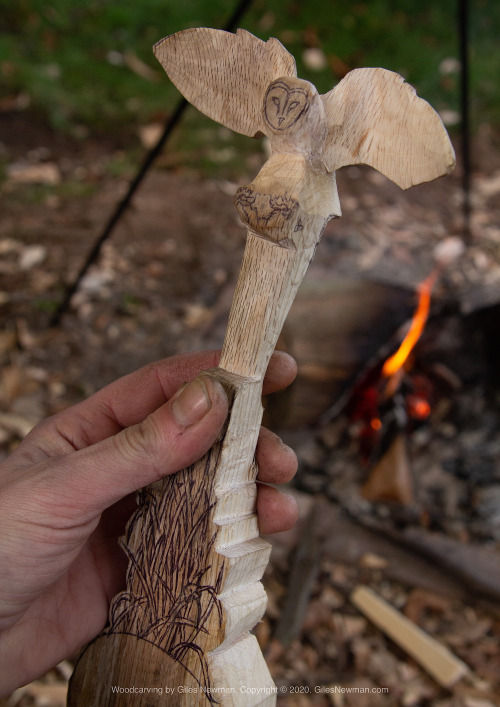 The Barn Owl Spoon (2018) - SoldCarved in English Oak by axe and knife.This spoon was inspired by a 