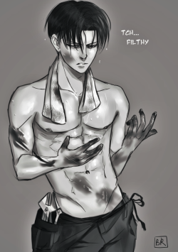 bev-nap:  @dirtylevi @starrypier @ask-your-captain-levi  ALRIGHT, Here it is you guys, the thing you’ve all been waiting for:  Dirty Mechanic Levi lol I put all the dirty, greasy, juicy details I could in this drawing for you Wolf ;) 