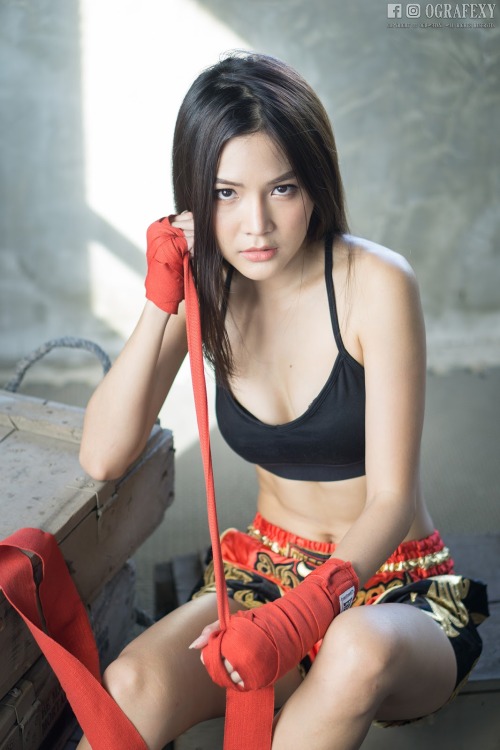 Models who become Thai fighters have to learn how to wrap hands first. So cute.