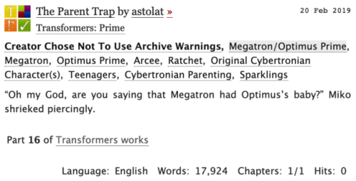 astolat: The Parent Trap (17924 words) by astolatChapters: 1/1Fandom: Transformers: PrimeRating: Tee