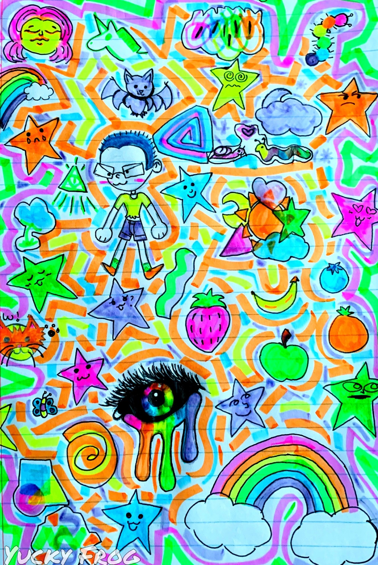 the yuckiest!! — Some trippy highlighter art I did in class