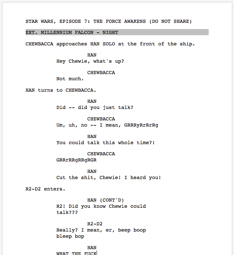 The new Star Wars script just leaked.