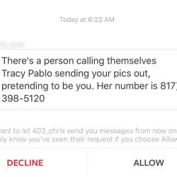 Happens all the time. Can&rsquo;t they ever pick better names? Tracy Pablo?? Really? Whatever. Bored? Feel like chatting? Give this idiot a call 817.398.5120 by wendyfiore