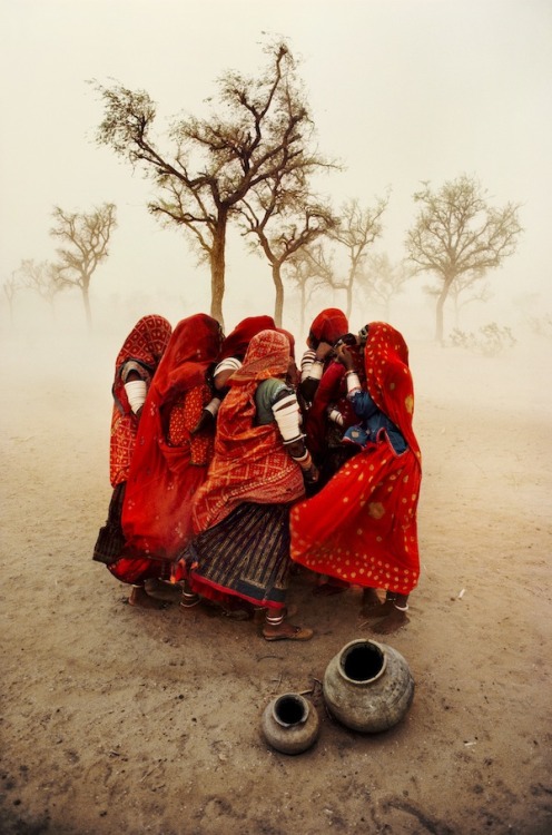 aquaticwonder:  Women shielding themselves from a dust storm, Rajasthan, India 1983, Steve McCurry 